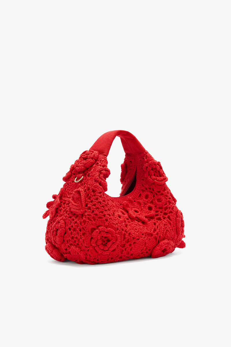 Mini Hobo Bag in Red Crochet