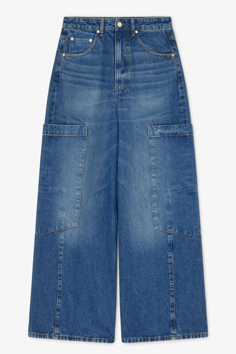 Baggy Cargo Jeans in Rigid Denim