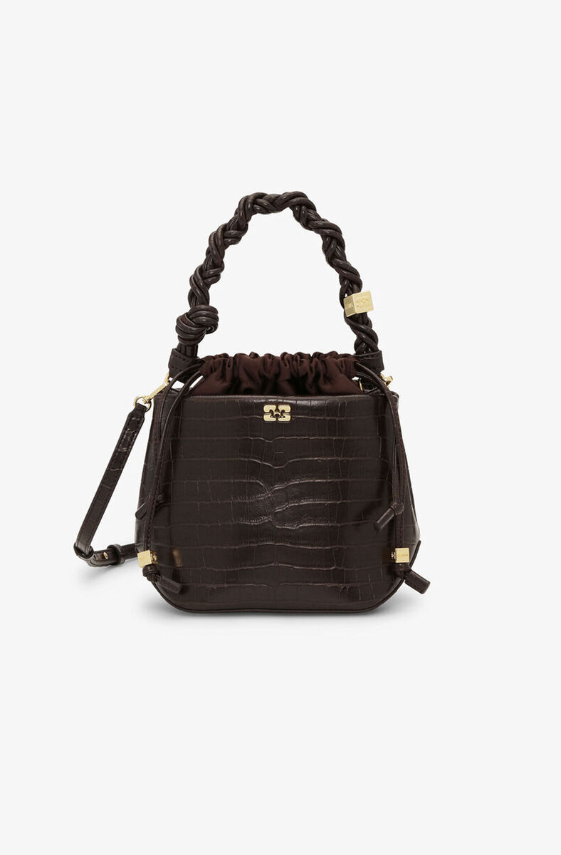 Brown Croco Bou Bucket Bag