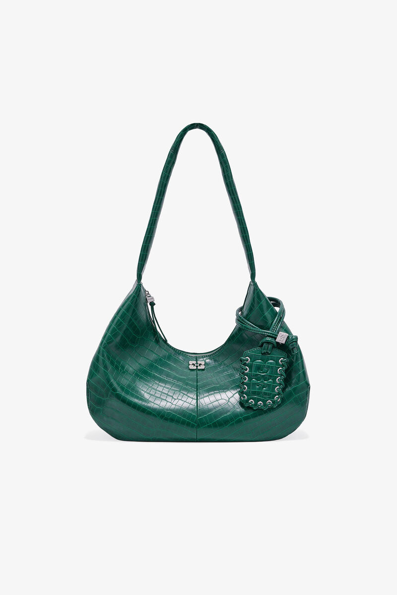 Green Croco Medium Hobo Bag