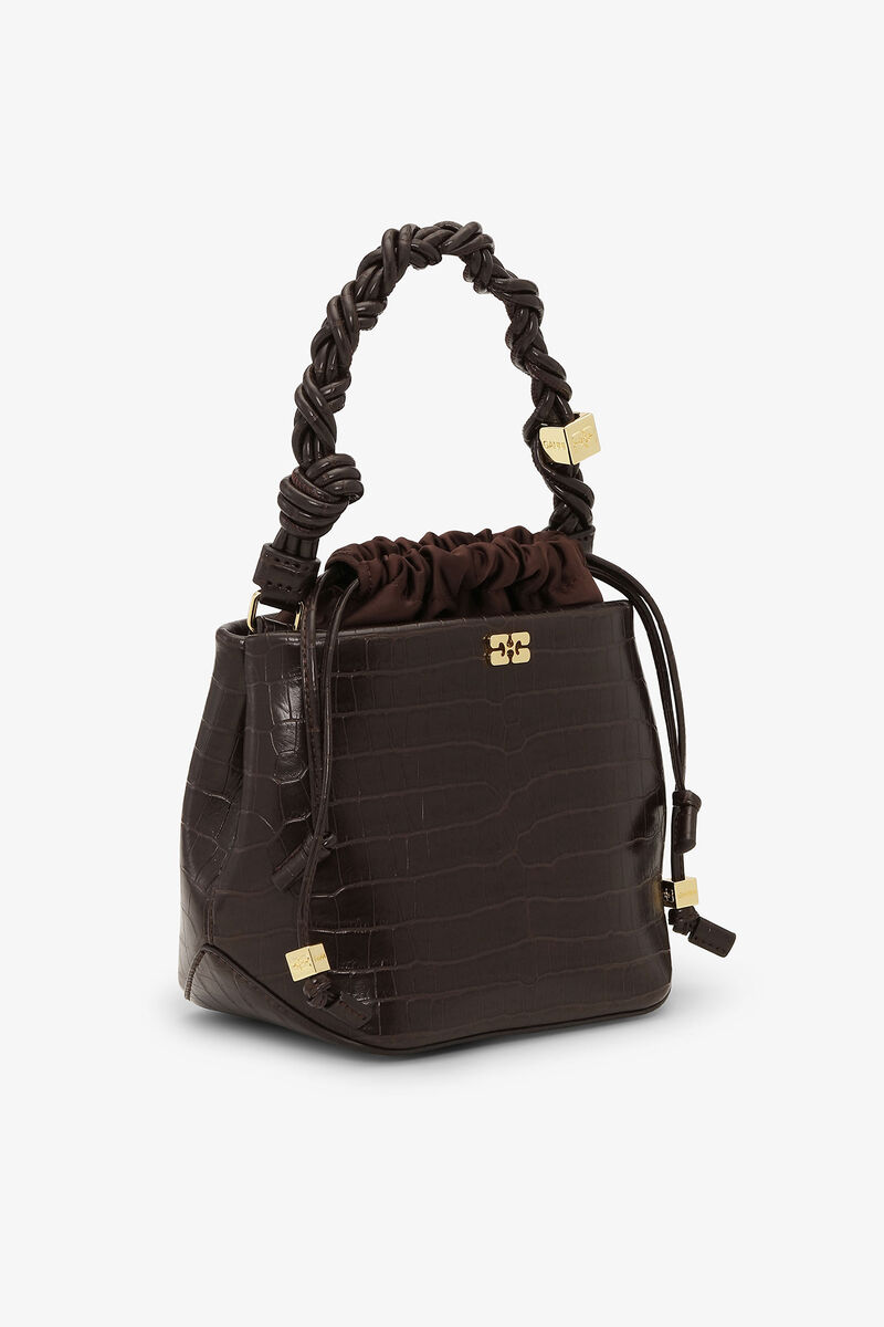Brown Croco Bou Bucket Bag